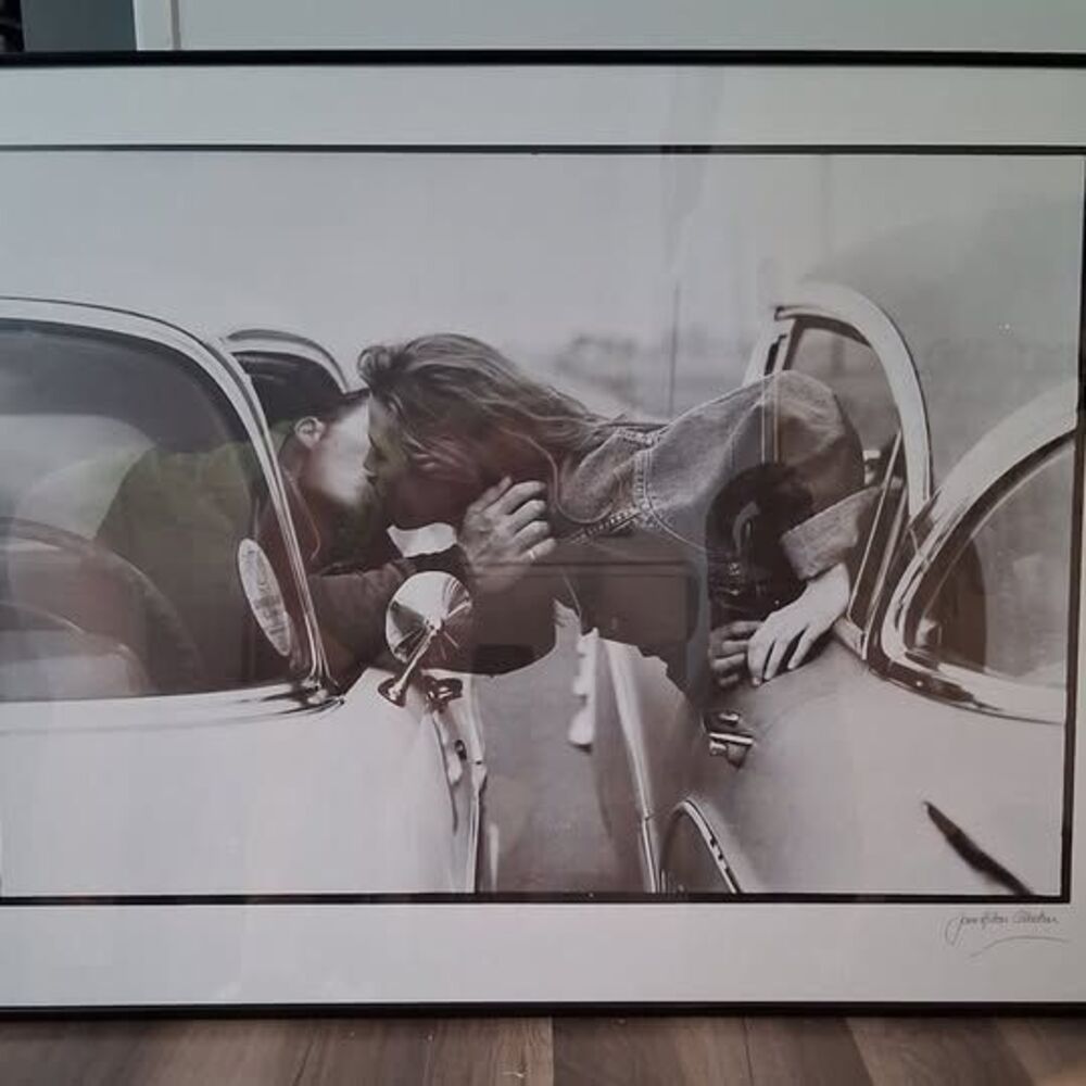 VINTAGE 1988 JANE HILTON "FREEWAY" SIGNED FRAMED ART- LARGE 31.5" X 23.5"